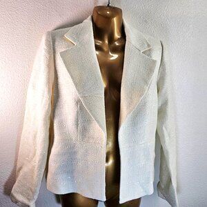 White House Black Market Cream w/metallic blazer jacket size 8